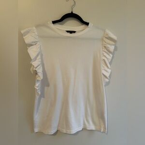 Banana Republic white cotton ruffle armed top Size L